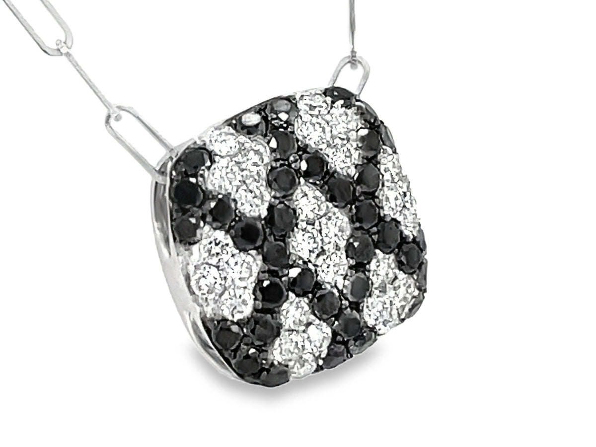 BLACK & WHITE DIAMOND PENDANT, PAPER CLIP CHAIN