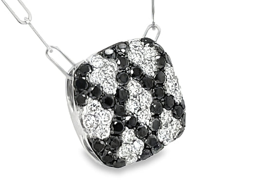 BLACK & WHITE DIAMOND PENDANT, PAPER CLIP CHAIN