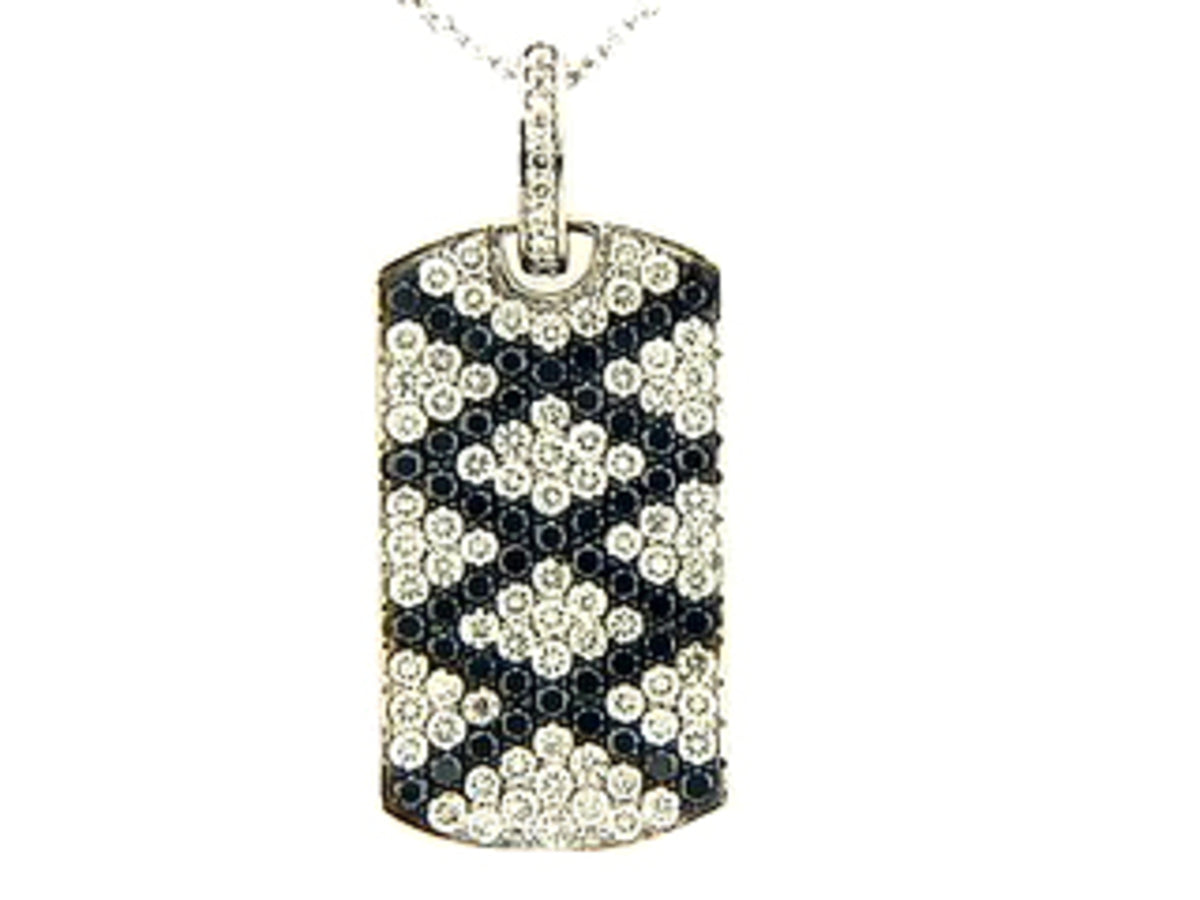 BLACK & WHITE DIAMOND PENDANT, 18KW (R/H)