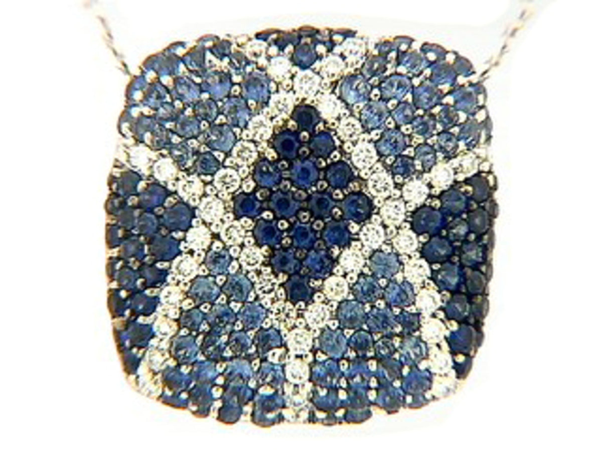 SAPPHIRE & DIAMOND PENDANT, 18KW (H), C=1.39
