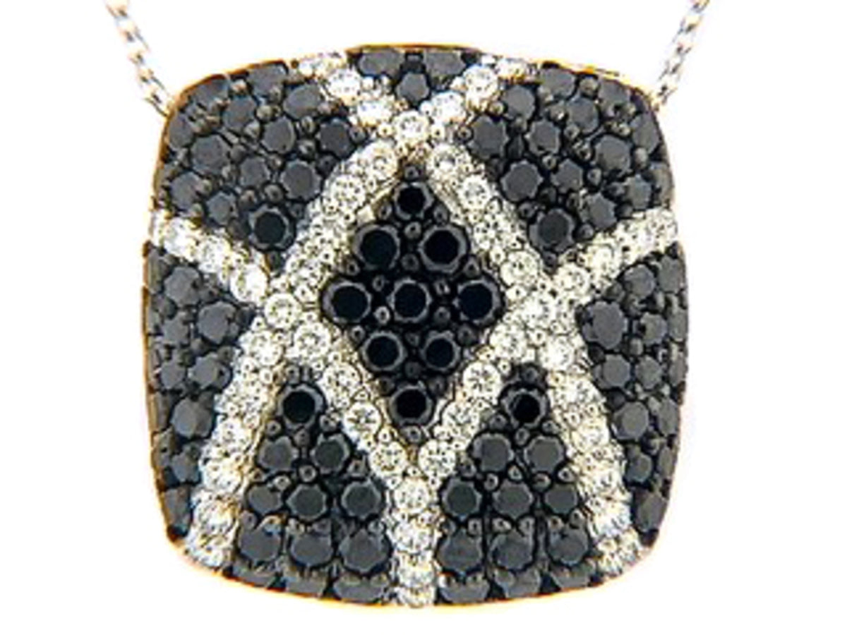 BLACK & WHITE DIAMOND PENDANT, 18KW (R/H)
