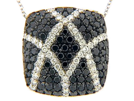 BLACK & WHITE DIAMOND PENDANT, 18KW (R/H)