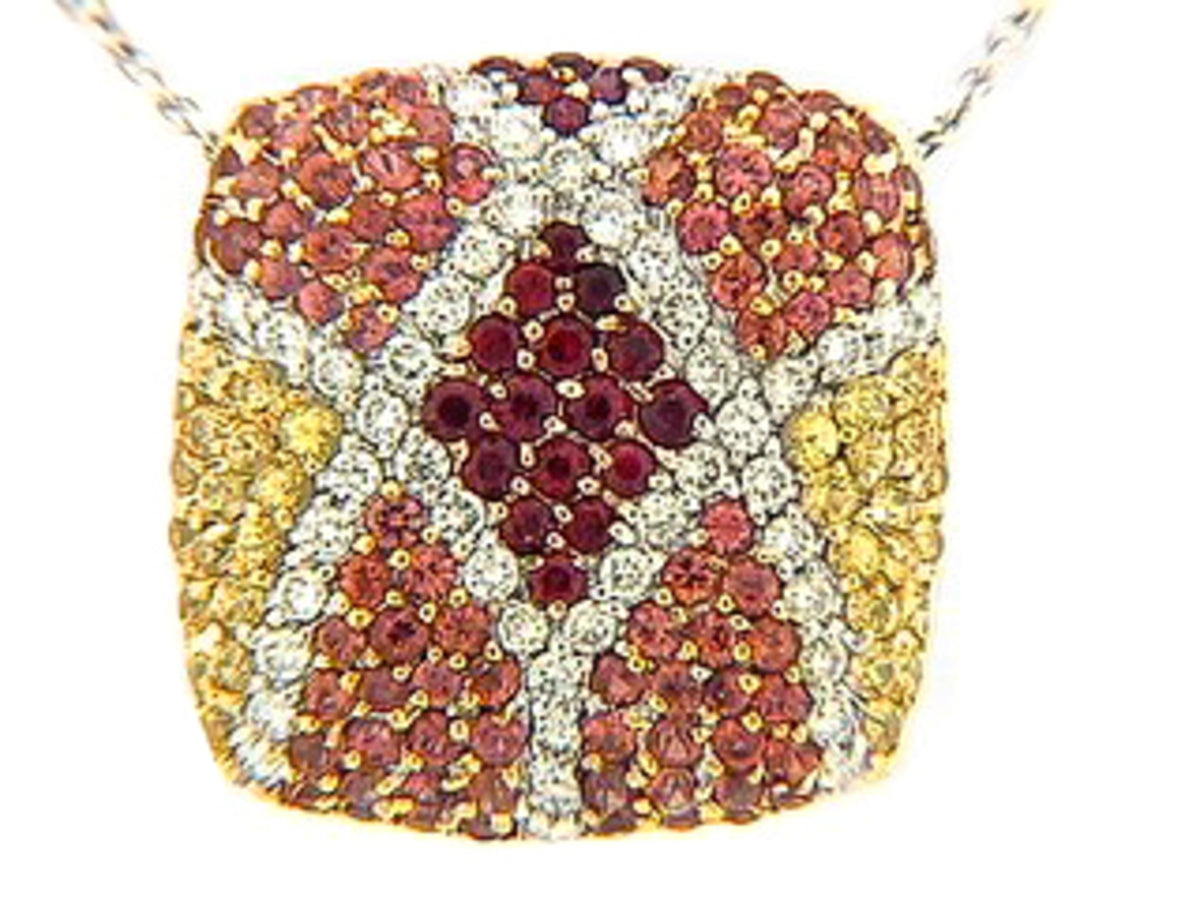 ORANGE SAPPHIRE & DIAMOND PENDANT, 18KW (H/U), C=1.64