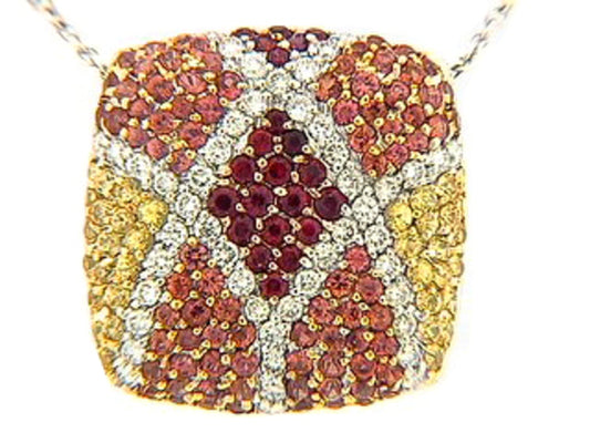 ORANGE SAPPHIRE & DIAMOND PENDANT, 18KW (H/U), C=1.64