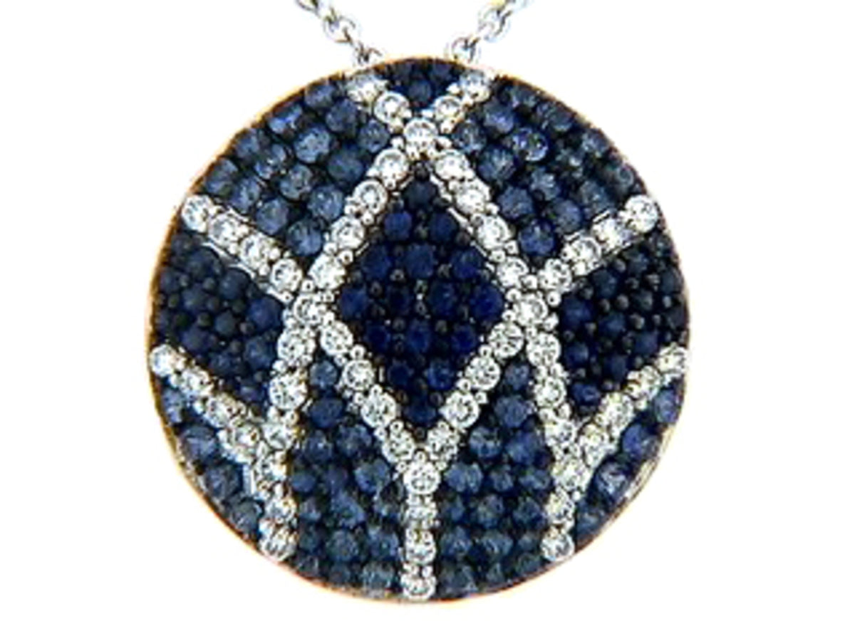 SAPPHIRE & DIAMOND PENDANT, 18KW (E)