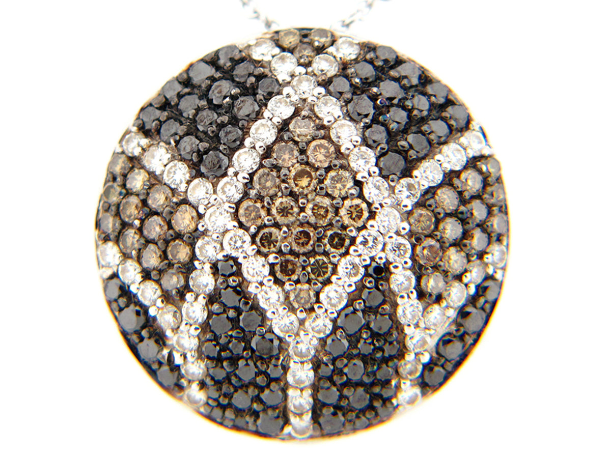 BLACK, BROWN & WHITE DIAMOND PENDANT, 18KW (R/N)