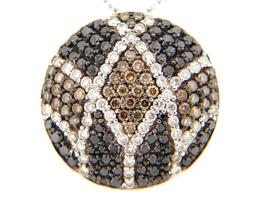 BLACK, BROWN & WHITE DIAMOND PENDANT, 18KW (R/N)