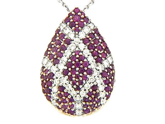 RUBY & DIAMOND PENDANT, 18KW (H)
