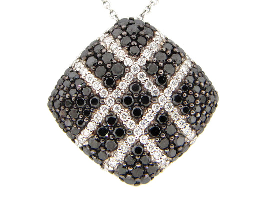 BLACK & WHITE DIAMOND PENDANT, 18KW (R/H)