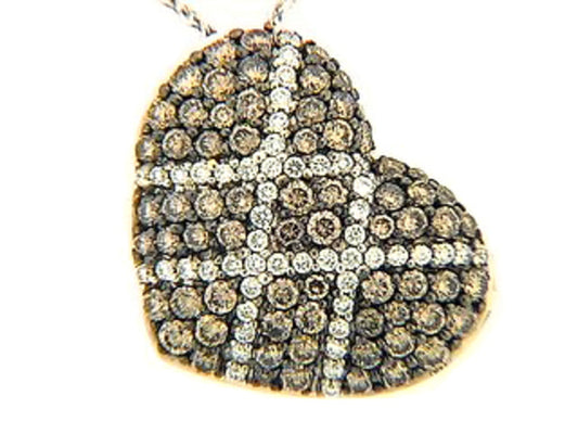 BROWN & WHITE DIAMOND PENDANT, 18KW (R/N)