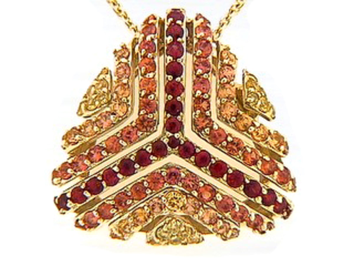 ORANGE SAPPHIRE PENDANT, 18KY (H/U)