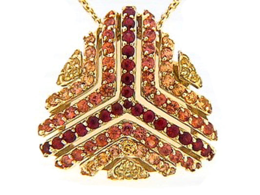 ORANGE SAPPHIRE PENDANT, 18KY (H/U)