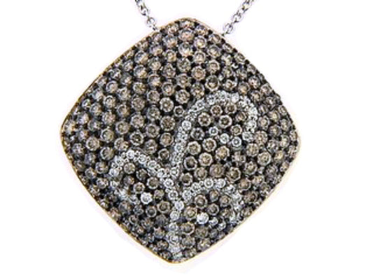 BROWN & WHITE DIAMOND PENDANT, 18KW (N)