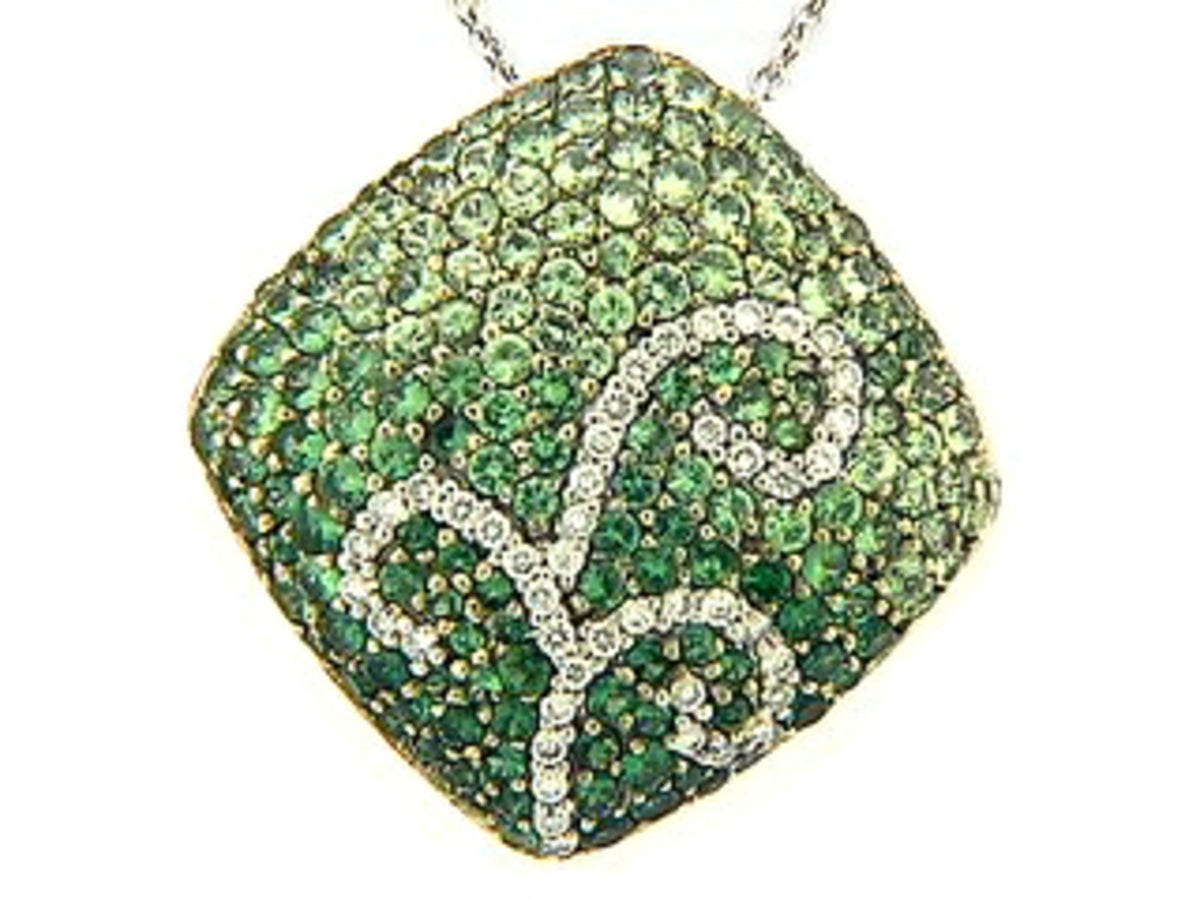 TSAVORITE & DIAMOND PENDANT, 18KW (N)