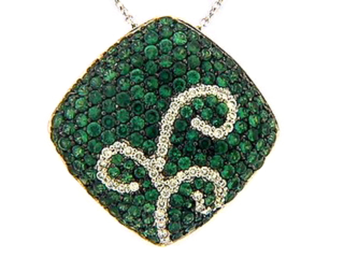 TSAVORITE & DIAMOND PENDANT, 18KW (N)