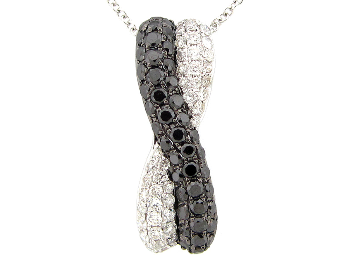 BLACK & WHITE DIAMOND PENDANT, 14KW (R/H)
