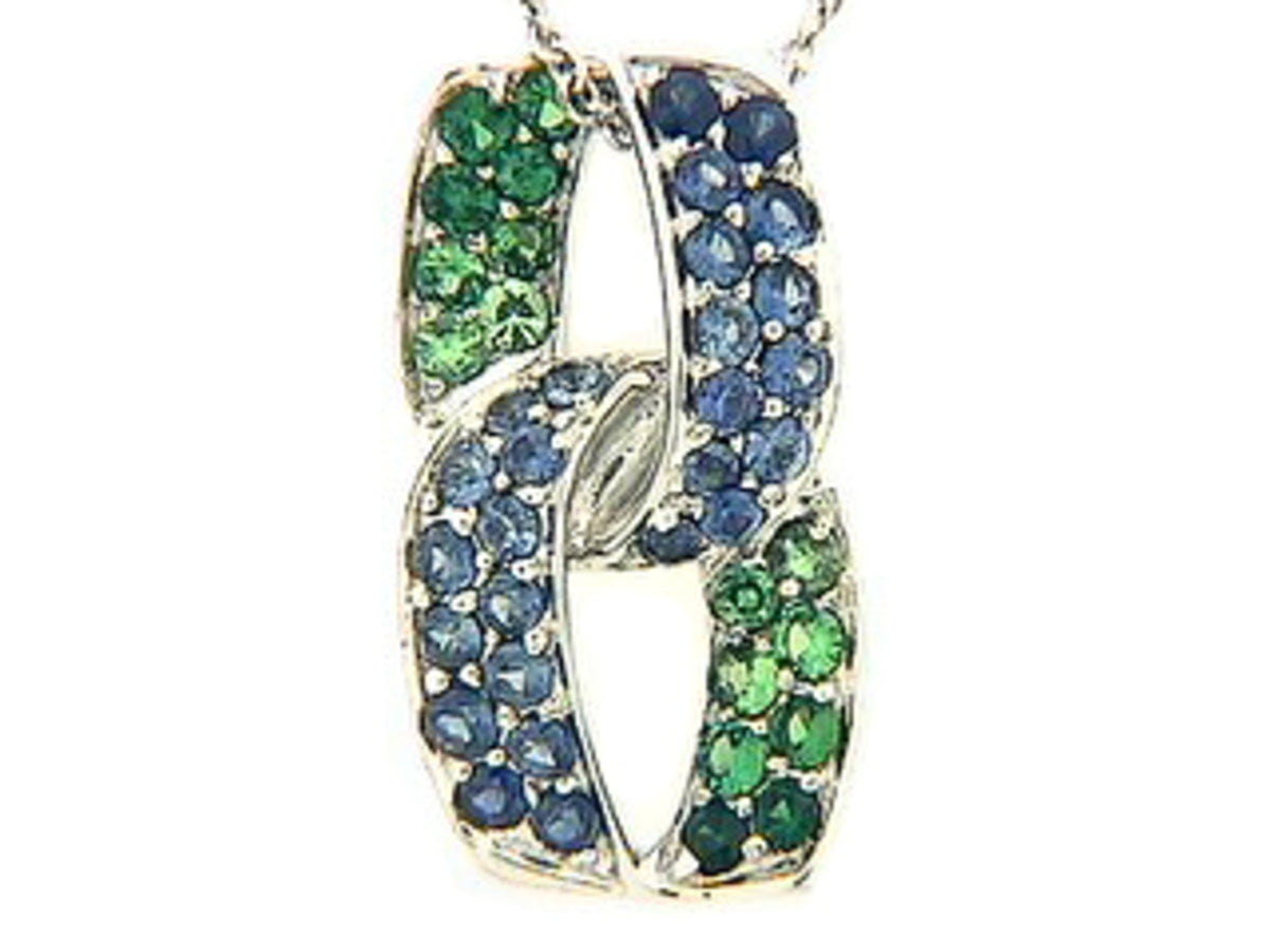 SAPPHIRE & TSAVORITE PENDANT, 18KW (H)
