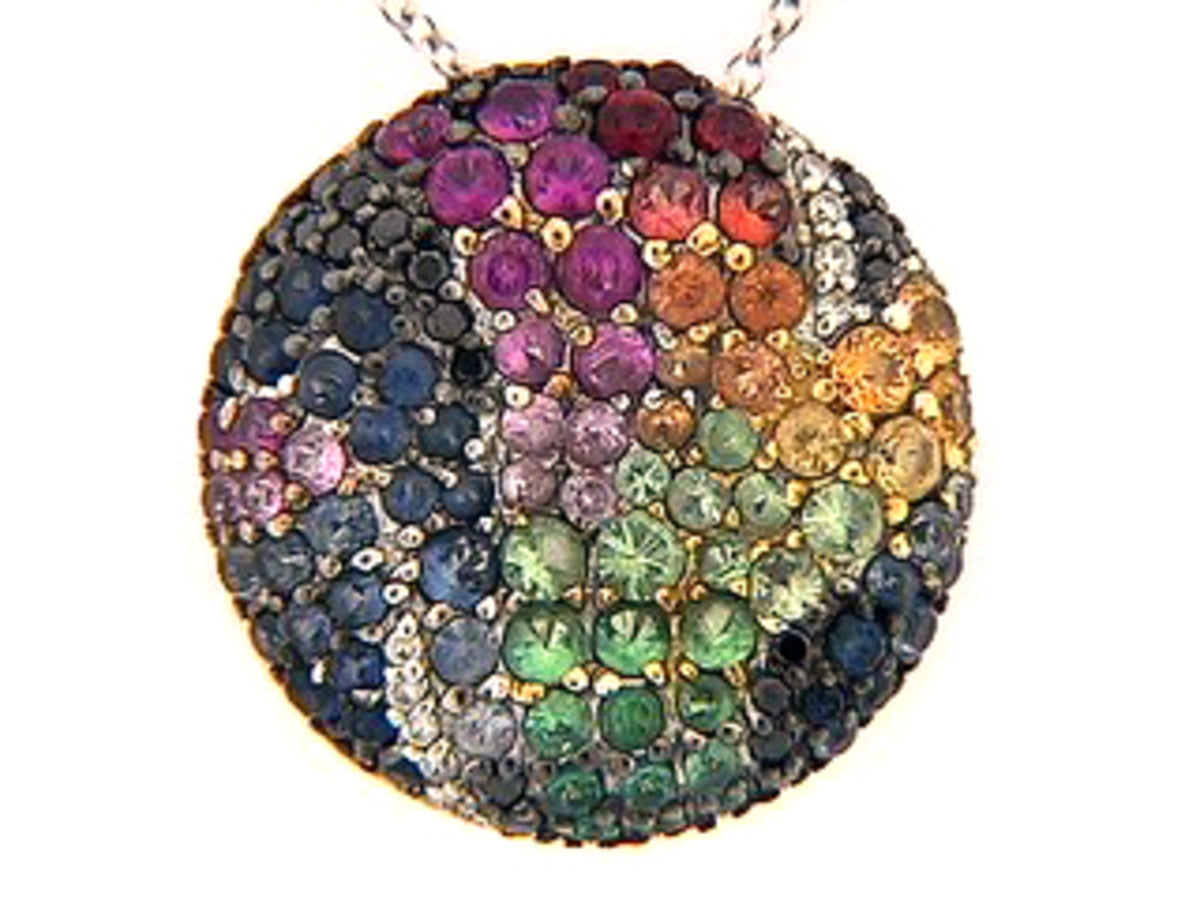 RAINBOW SAPPHIRE, TSAVORITE & DIAMOND PENDANT