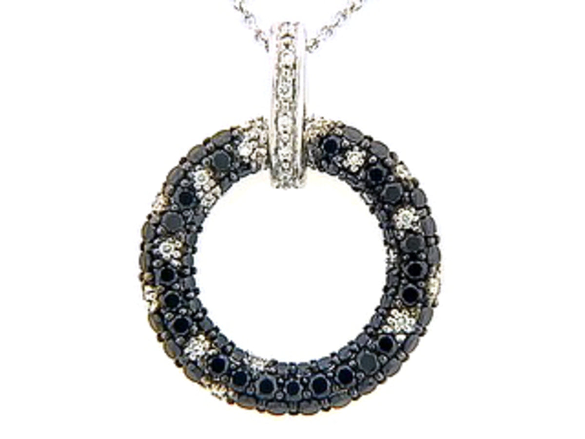 BLACK & WHITE DIAMOND PENDANT, 14KW (R)