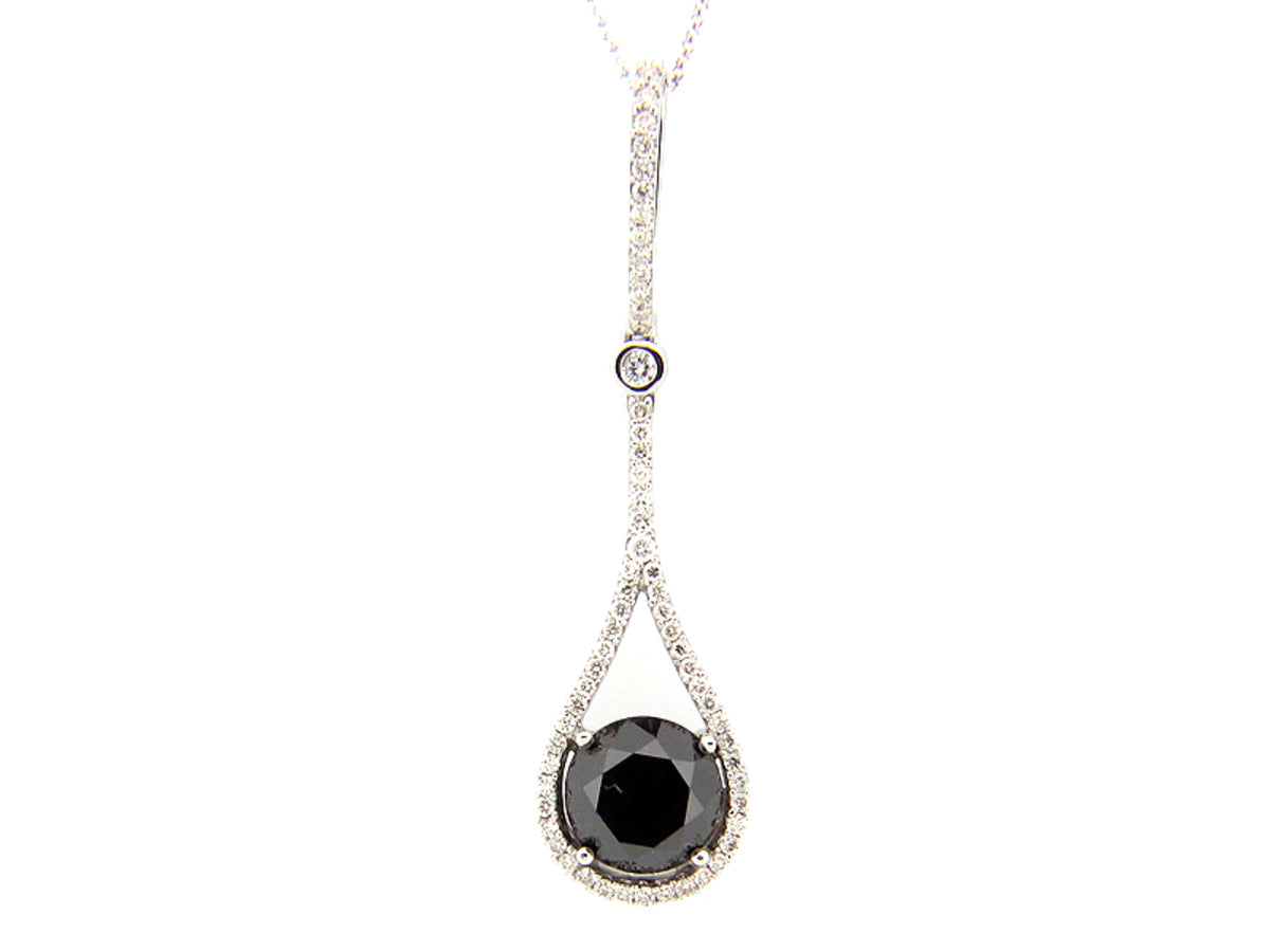 BLACK & WHITE DIAMOND PENDANT, 14KW (R), BD=3.29