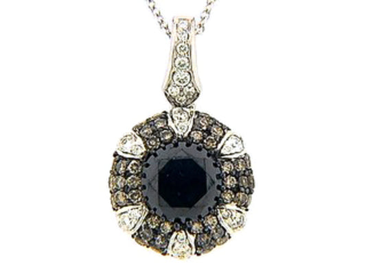 BLACK, BROWN & WHITE DIAMOND PENDANT, 18KW (R), CENTER=1.58