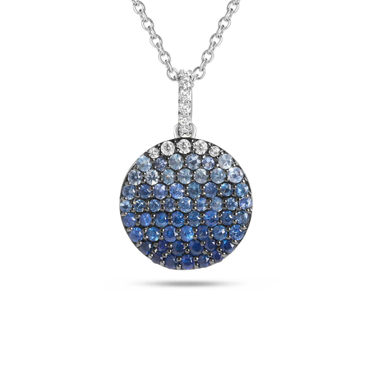 Sapphire & Diamond Ombre Disc Necklace