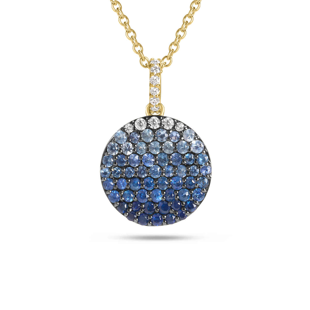 Sapphire & Diamond Ombre Disc Necklace