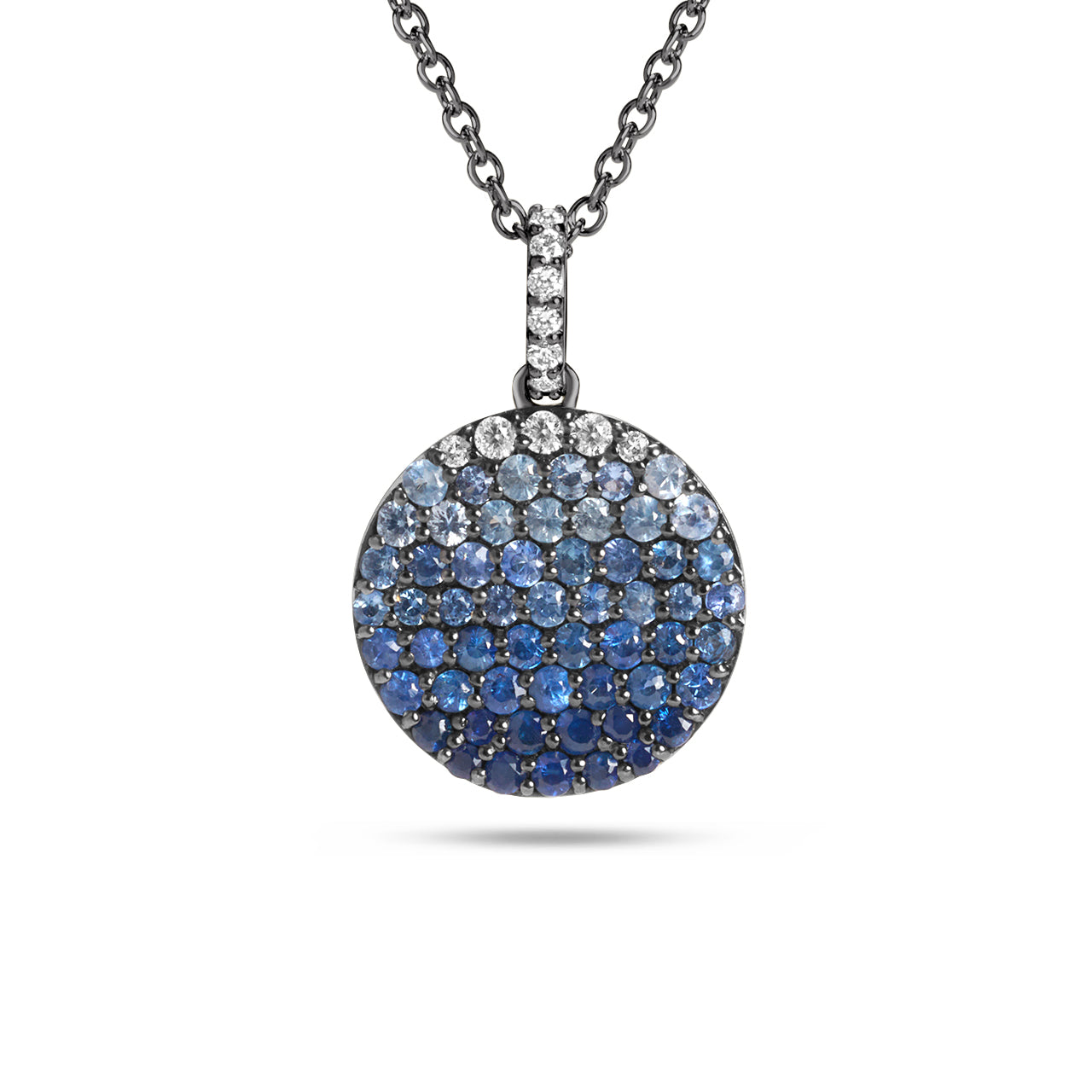 Sapphire & Diamond Ombre Disc Necklace