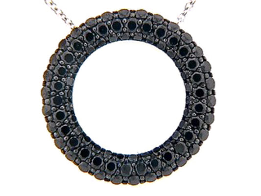 BLACK DIAMOND PAVE CIRCLE PENDANT, 14KW (R)