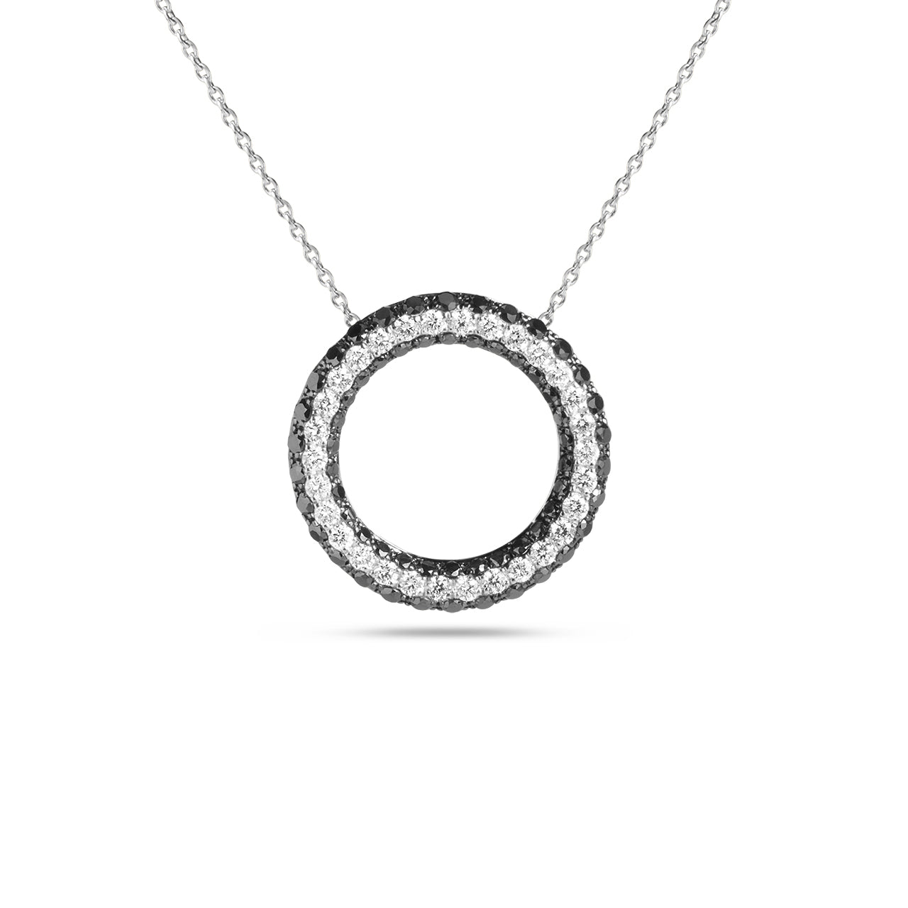 Black & White Diamond Circle Necklace