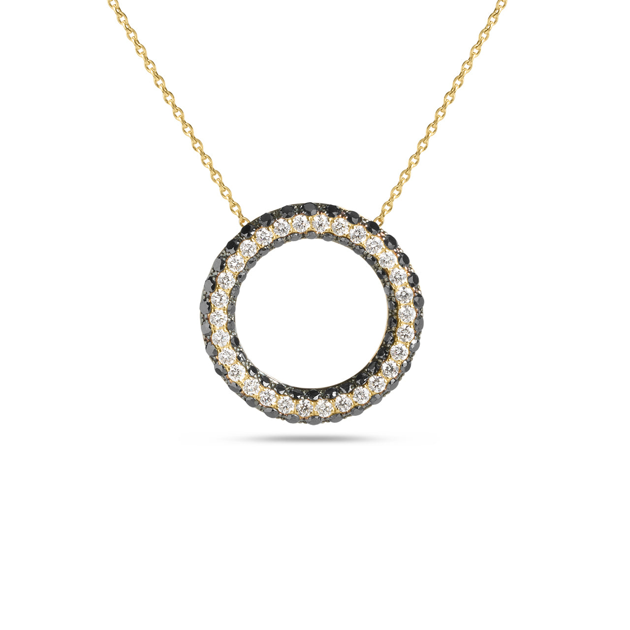 Black & White Diamond Circle Necklace