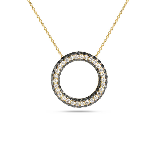 Black & White Diamond Circle Necklace
