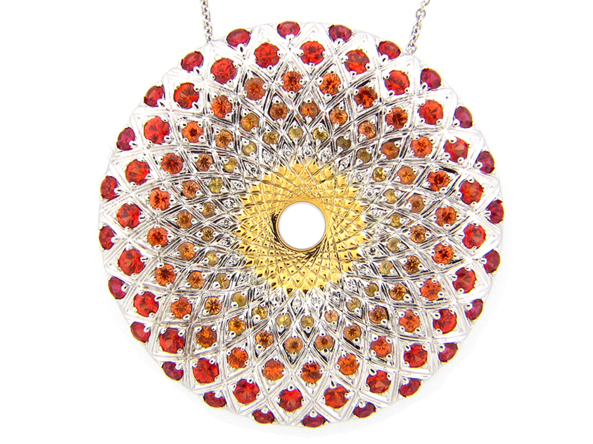 ORANGE SAPPHIRE & DIAMOND PENDANT
