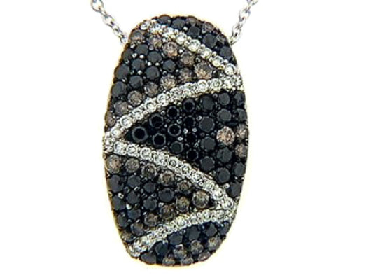 BLACK, BROWN & WHITE DIAMOND PENDANT, 18KW (R/N)