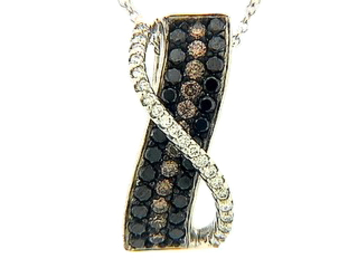 Black, Brown White Diamond Pendant, 14kw (R/N)