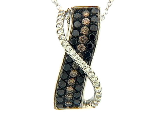 Black, Brown White Diamond Pendant, 14kw (R/N)