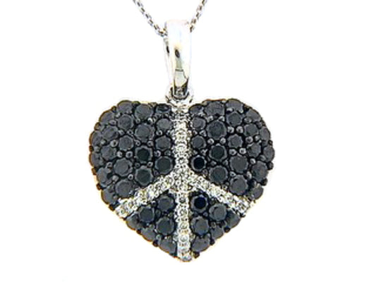 BLACK & WHITE DIAMOND PENDANT, 14KW (R/N)