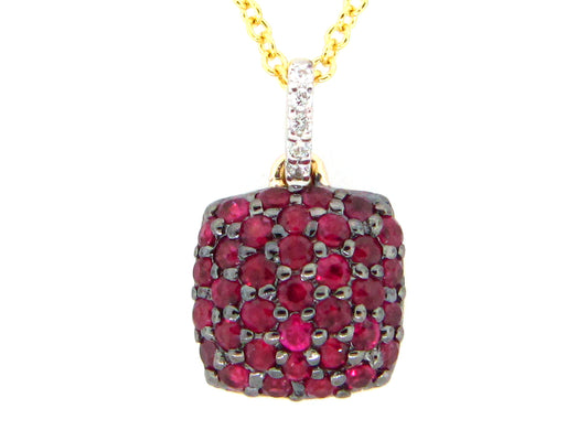 RUBY & DIAMOND PENDANT, 14KY (H)