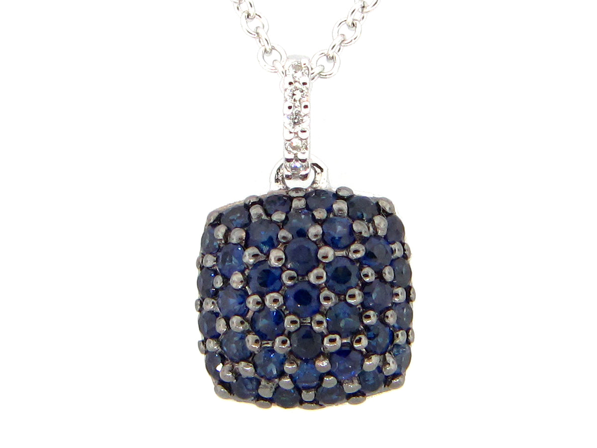 SAPPHIRE & DIAMOND PENDANT, 14KW (H)