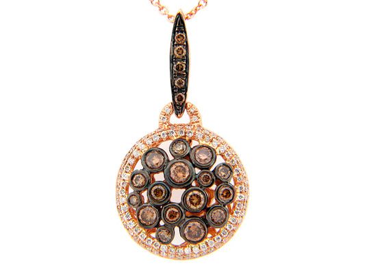BROWN & WHITE DIAMOND PENDANT, 18KR (N)