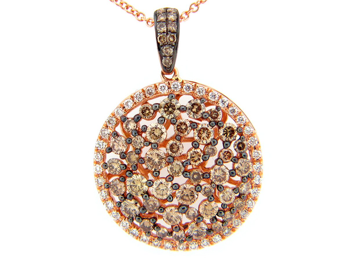 BROWN & WHITE DIAMOND PENDANT, 18KR (N)