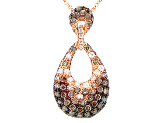 BROWN & WHITE DIAMOND PENDANT, 18KR (N)
