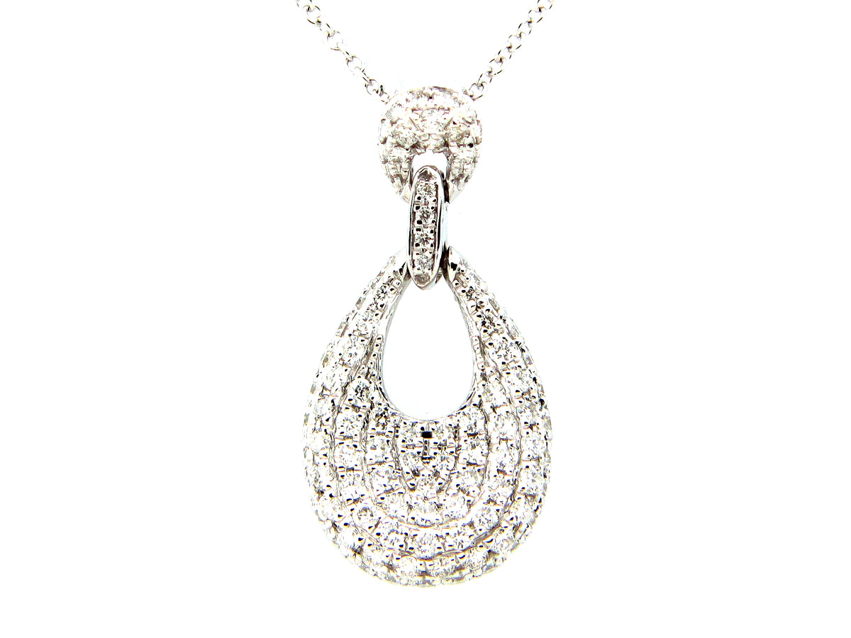 DIAMOND TEAR DROP PENDANT, 14KW (N)