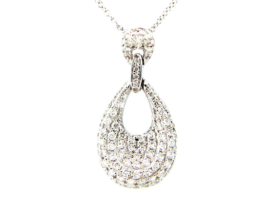 DIAMOND TEAR DROP PENDANT, 14KW (N)