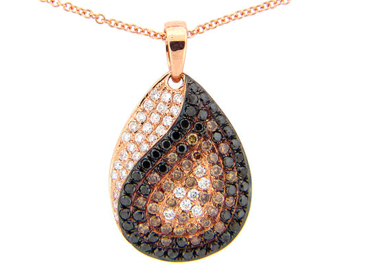 BLACK, BROWN & WHITE DIAMOND PENDANT, 18KR (R/N)