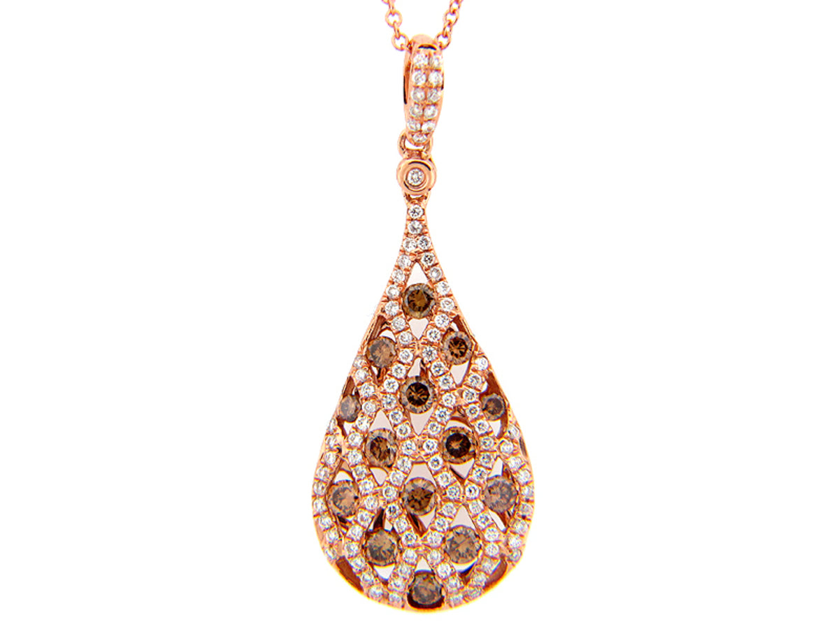 BROWN & WHITE DIAMOND PENDANT, 18KR (N)