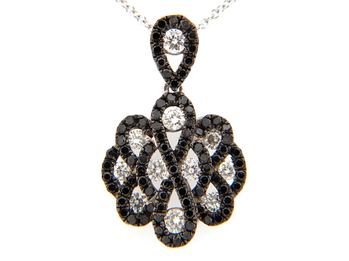 BLACK & WHITE DIAMOND PENDANT, 14KW (R/N)
