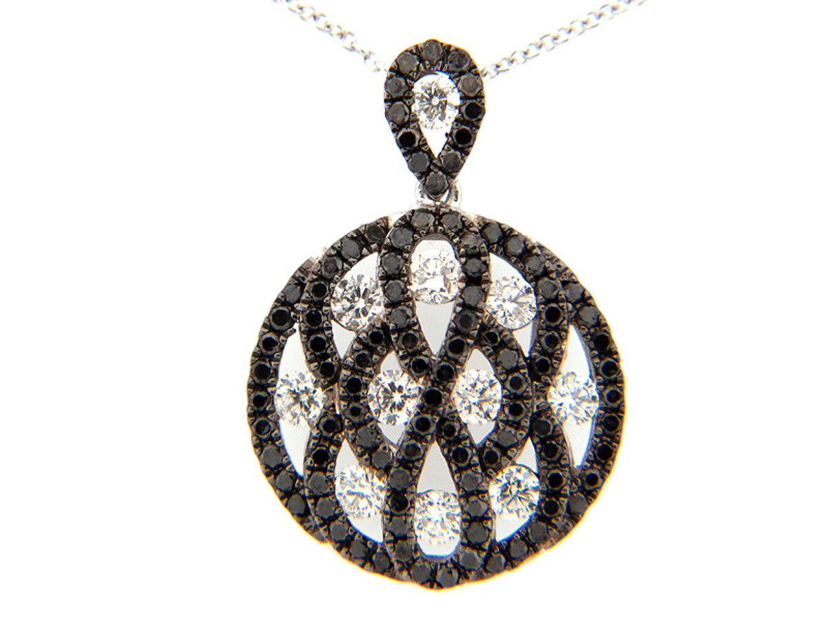 BLACK & WHITE DIAMOND PENDANT, 14KW (R/N)