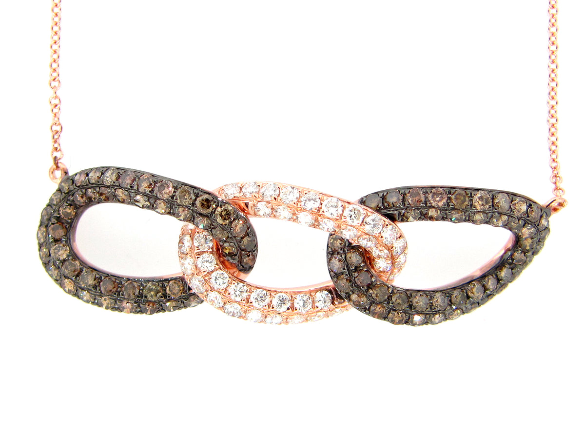 BROWN & WHITE DIAMOND PENDANT, 14KR (N)