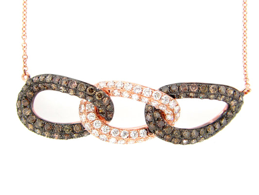 BROWN & WHITE DIAMOND PENDANT, 14KR (N)